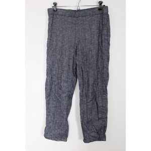 Theory 6 Blue Thorina Tierra Wash Linen Blend Pull On Cropped Pants